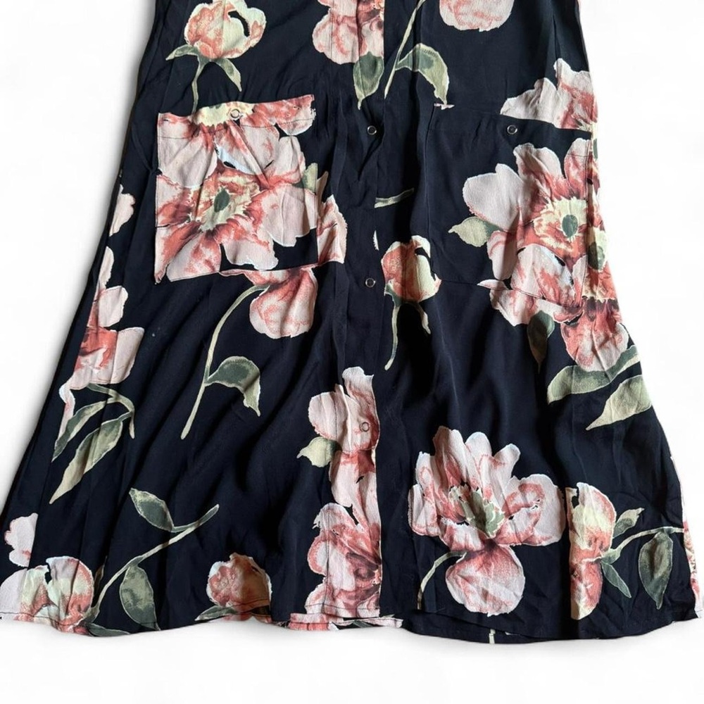 Christy Dawn black floral print dress with snap button closure size S - Picture 3 of 5